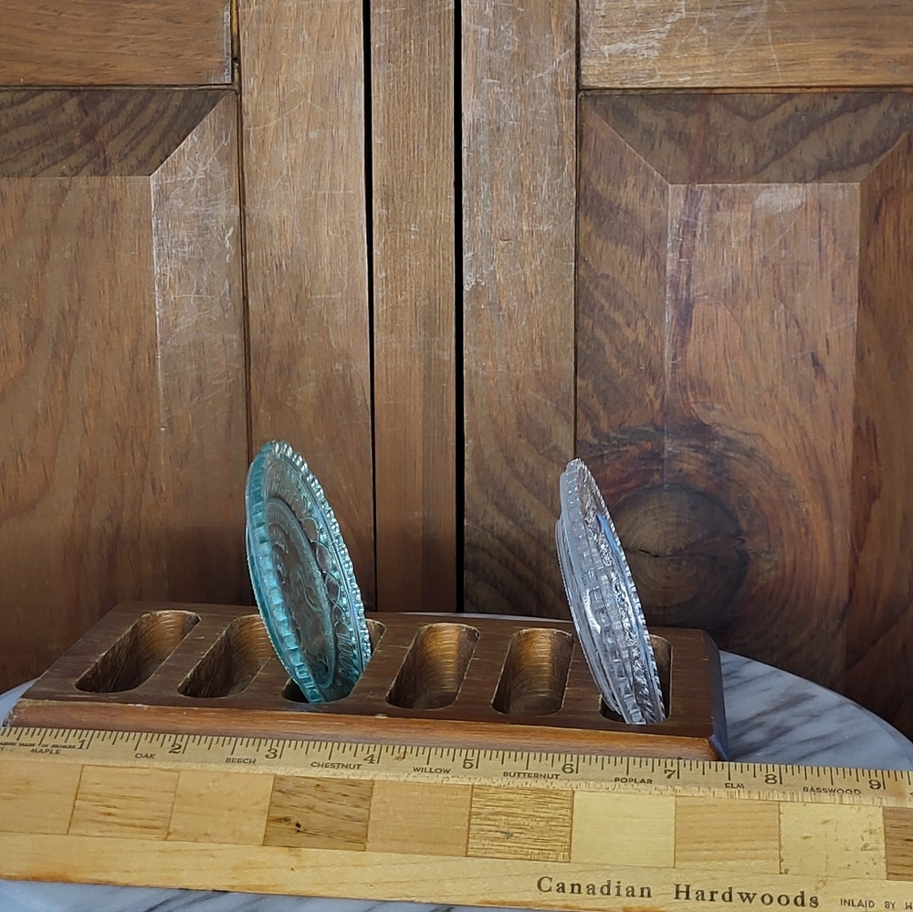 Vintage Glass Sun Catchers with Wooden Holder - Picture 10 of 11